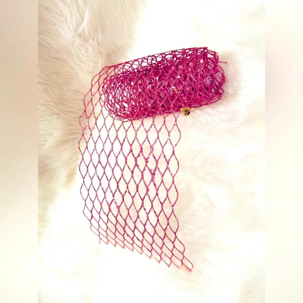 Hot Pink Glitter & Sequins Mesh Roll for Mermaid Party Theme, Decorating, Crafts